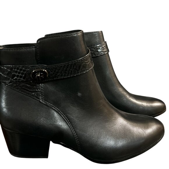 Coach Patricia Ankle Boots Booties Leather Croc Embossed Turnlock Zip Wmns 9.5 - Picture 2 of 10